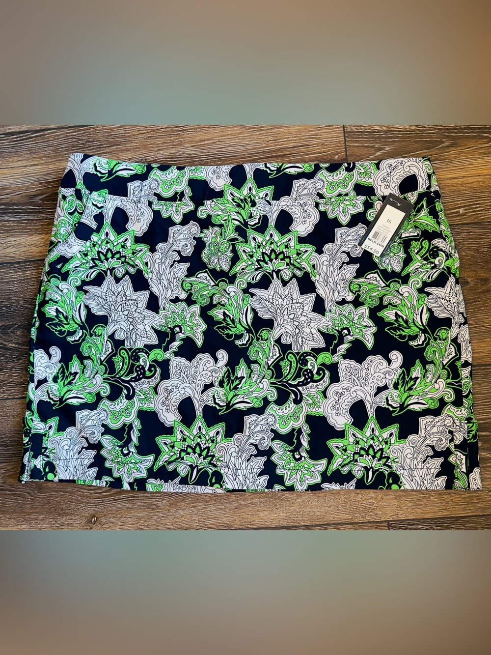 crown & ivy Green, White & Black Floral Mini Skirt